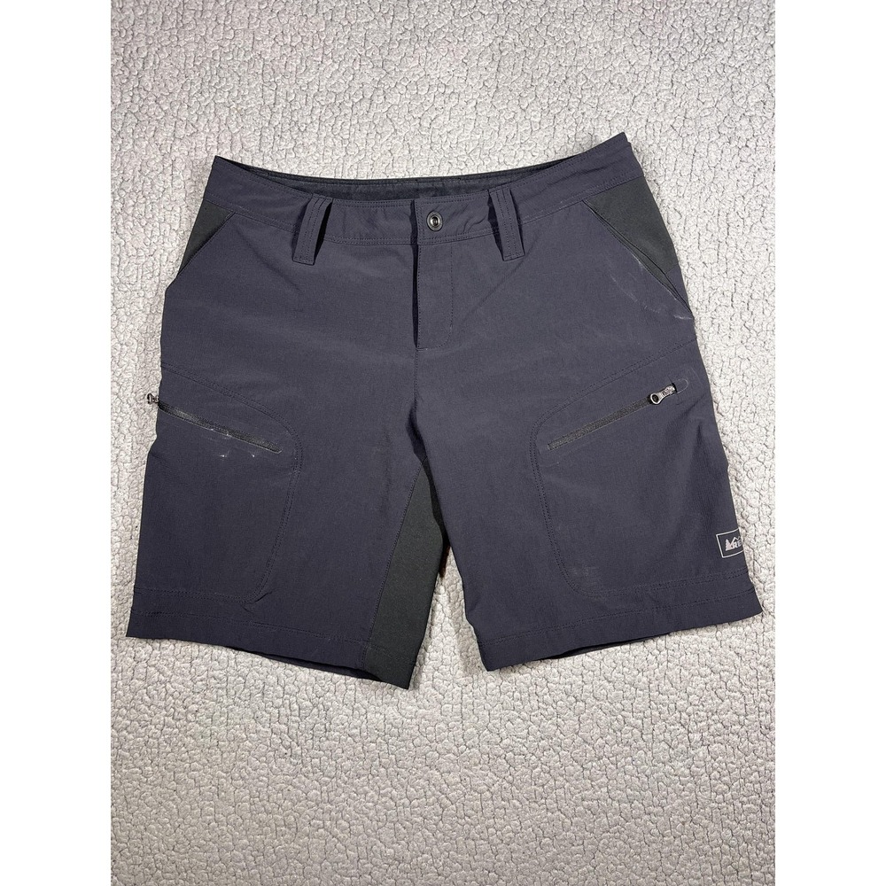 REI Shorts Womens 6 Gray Softshell Hiking Quick Dry Stretch Zip Pockets